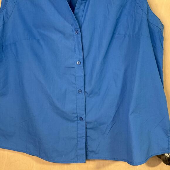 White Stag Bright Blue Collared Sleeveless Button Down Size 16/18 - Picture 6 of 7